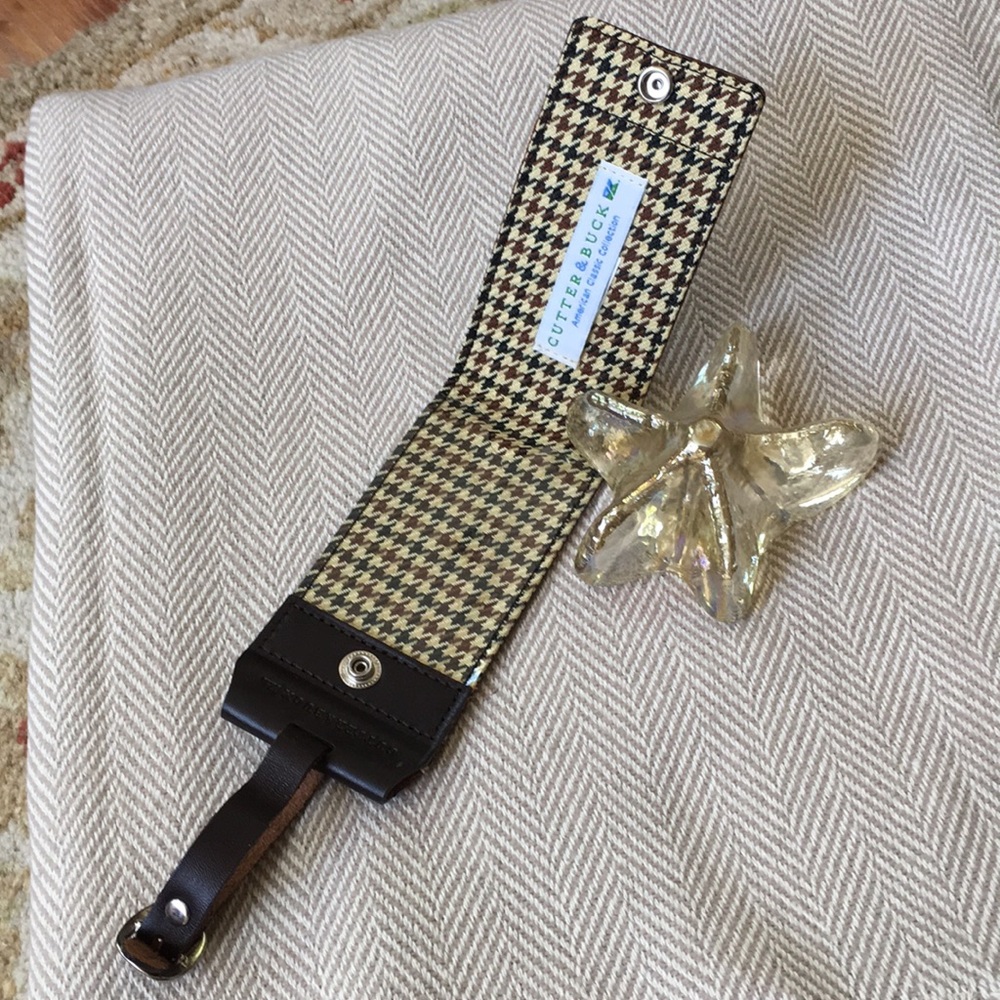 Cutter & Buck leather luggage ID tag like new